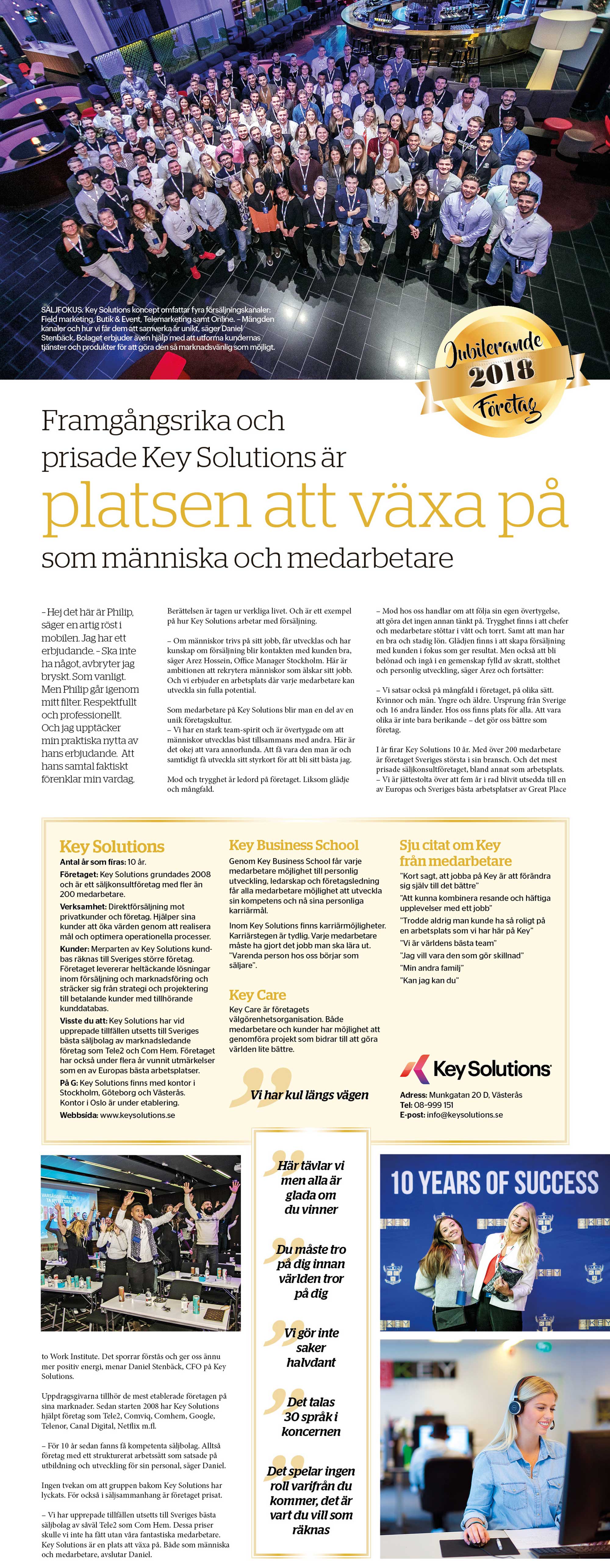 Idag uppmärksammades vår 10 år långa framgångsresa, detta firas i VLT med två helsidor!